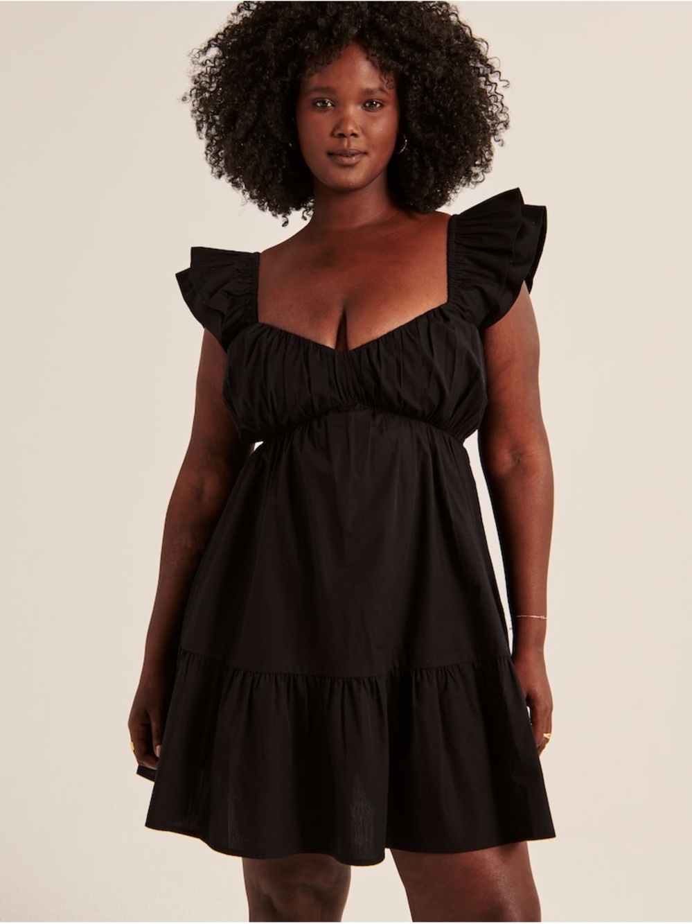 Abercrombie & Fitch Black Ruffle-Sleeve Mini Dress